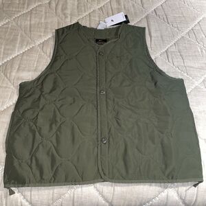 New L Nike Life Woven Therma Fit Khaki Green Quilted Military Vest Jacket Coat